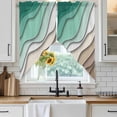 thumbnail image 4 of Green Brown Ombre Kitchen Window Curtains, Swag Curtains Valance for Bedroom Living Room Bathroom, Modern Geometric Abstract Aesthetic Cream Rod Pocket Window Curtain Block Drapes 2 Panels 36"x36", 4 of 9