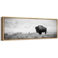 thumbnail image 2 of IDEA4WALL Extra Large Framed Canvas Print Wall Art Monochrome Bison in the Plains Landscape Nature Country Scenery Antique Retro Fine Art Animal Decorative for Home Decoration - 60"x20", 2 of 5