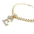 thumbnail image 2 of iJewelry2 Kings and Queens Crowned Initial Letter E Crystals Pendant Gold-tone Cuban Linked Chain Necklace, 2 of 3