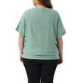 thumbnail image 3 of Agnes Orinda Women's Plus Size St. Patrick's Day Top Eyelet Hollow Double Layered Hem Crew Neck Batwing Sleeve t Shirts Casual Summer Blouses 4X Green, 3 of 6