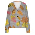 thumbnail image 4 of Cárdigan informal con estampado de hojas para mujer, chaqueta con botones, blusa de poliéster, para otoño e invierno, 4 of 4
