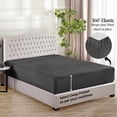 thumbnail image 4 of Fitted Sheet + Pillowcase Set 800 Thread Count 100% Egyptian Cotton 3-Piece ( 1-Fitted + 2-Pillowcase ) Full Size (54" x 75") Inch 18-Inch Deep Pocket, All-Around Elastic Dark Gray Stripe, 4 of 6