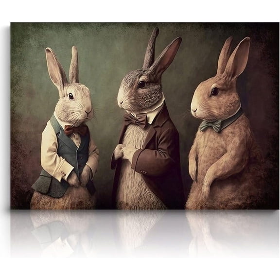 Easter Rabbits Art Prints, Easter Bunnies at Spring Blossom Garden, Ester Home Decor, Easter Wall Decor, Nursery Wall Decor,Living Room Home Decor