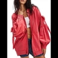 thumbnail image 1 of Sudadera con Capucha Informal de Larga con Cremallera y Bolsillos para Mujer, Talla Grande Rojo S, 1 of 7