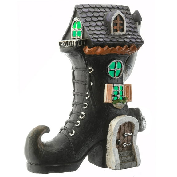 6 in. Pre-Lit Halloween Figurine, Black, Witch's Boot, 1 Multicolor LED Light, Battery Operated