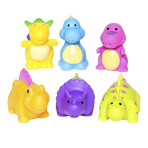 Elegant Baby Bath Time Fun Rubber Water Squirties, Dinosaur Party Squirt Toys