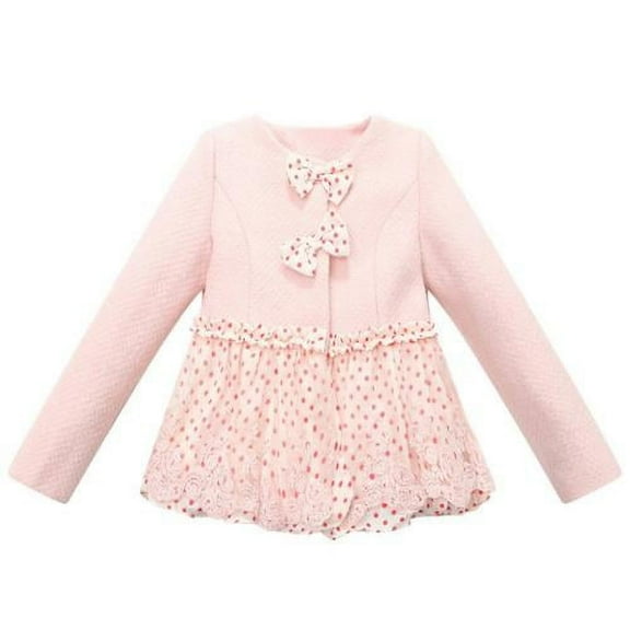 Little Girls Pink Sweet Bow Overcoat 4