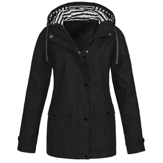 Plus Vestes de Pluie pour Femmes Taille Imperméables avec Capuche Imperméable Coupe-Vent Léger pour Randonnée, Extérieur