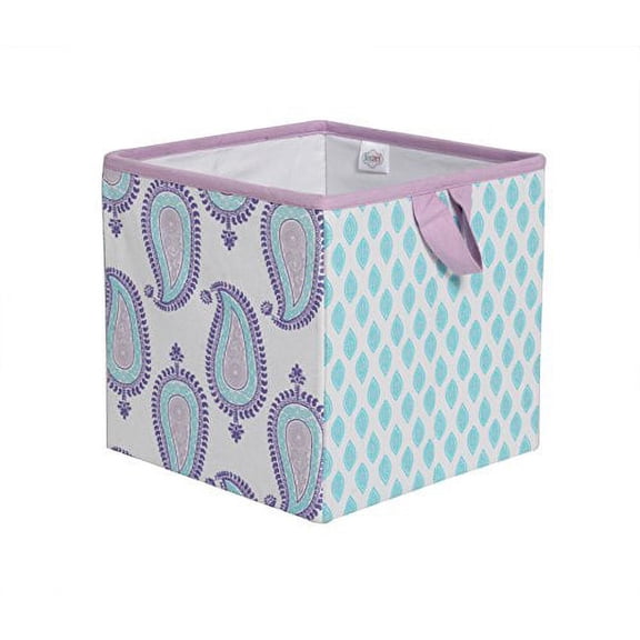Bacati - Paisley Kids Storage (Small Storage Tote 10 x 10 x 10 inches, Lilac/Purple/Aqua)