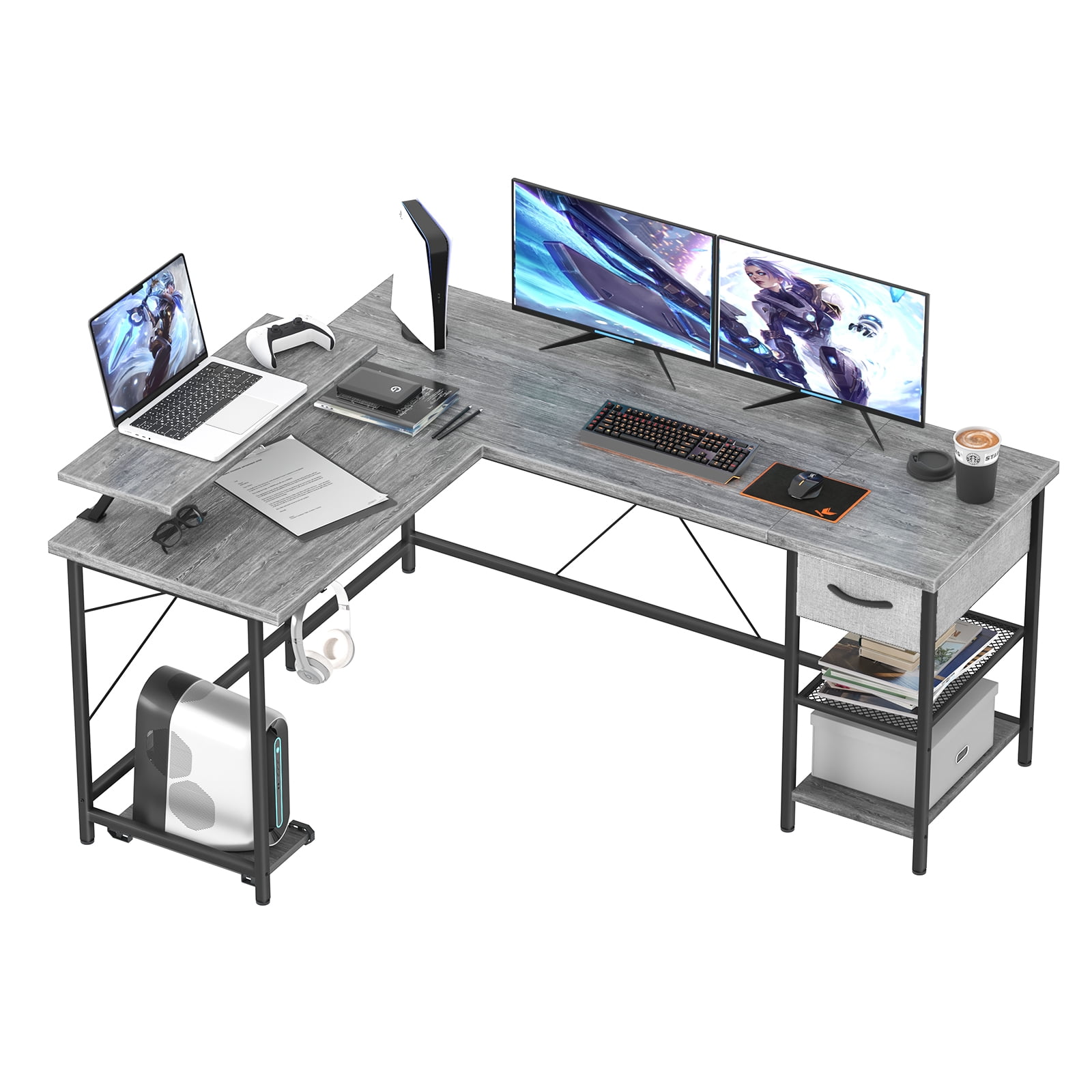 LISUEYNE L Shaped Desk,54" Computer Corner Desk with Large Monitor