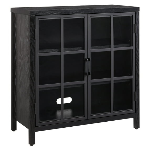 Evelyn&Zoe Bennett 32" Wide Rectangular Accent Cabinet, Black Grain