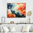 thumbnail image 2 of Designart "Liquid Ink Waves Blue and Orange Fusion III" Extra Large Abstract Framed Wall Art - Modern Blue Abstract Liquid Ink Entryway Framed Wall Art Print, 2 of 7