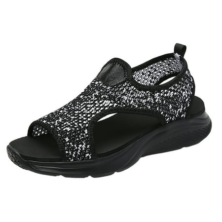 

Sandals Women Fashion Platform Summer Mesh Beach Slip On Sport Hollow Casual Open Toe Flat Soft Bottom Breathable Shoes Sandals Shoes For Women Slip On