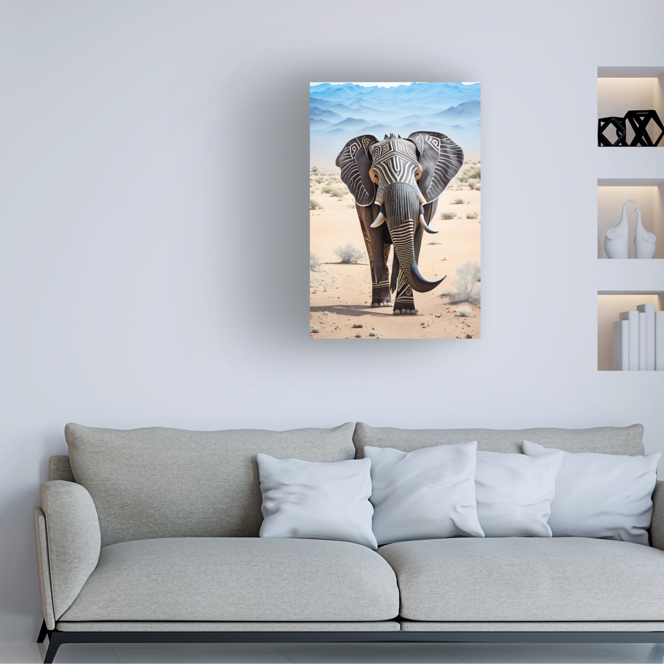 Canvas Wall Art - FootePrint Art 'African Elephant 2' Wall Art for Living Room, Bedroom, or Office Décor by Trademark Fine Art - 22 x 32 Inches