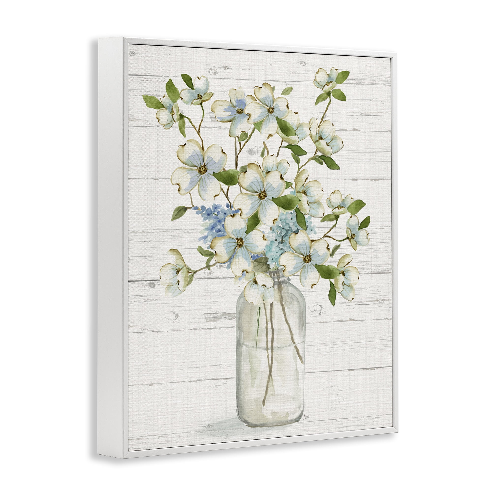 Stupell Industries Soft Dogwood Bouquet Botanical & Floral Painting White Framed Art Print Wall Art, 11 x 14