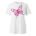 thumbnail image 5 of T Shirts for Women Breast Cancer Printed Short Sleeve Loose Tee Tops Hot Pink Workout Gym Clothes L, 5 of 6