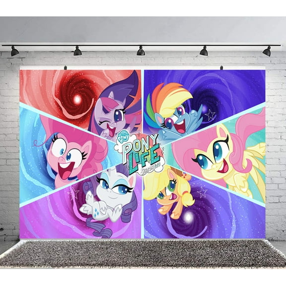 pony Backdrop Banner Party Supplies Poster Movie Theme Background for Photography Kids Birthday Decorations