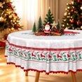 thumbnail image 5 of Duangreer Red Christmas Tablecloth Round 70 Xmas Tree Truck Print, Table Cloth Circle Washable Waterproof for Holiday Party Kitchen Dining Outdoor Decor, 5 of 6