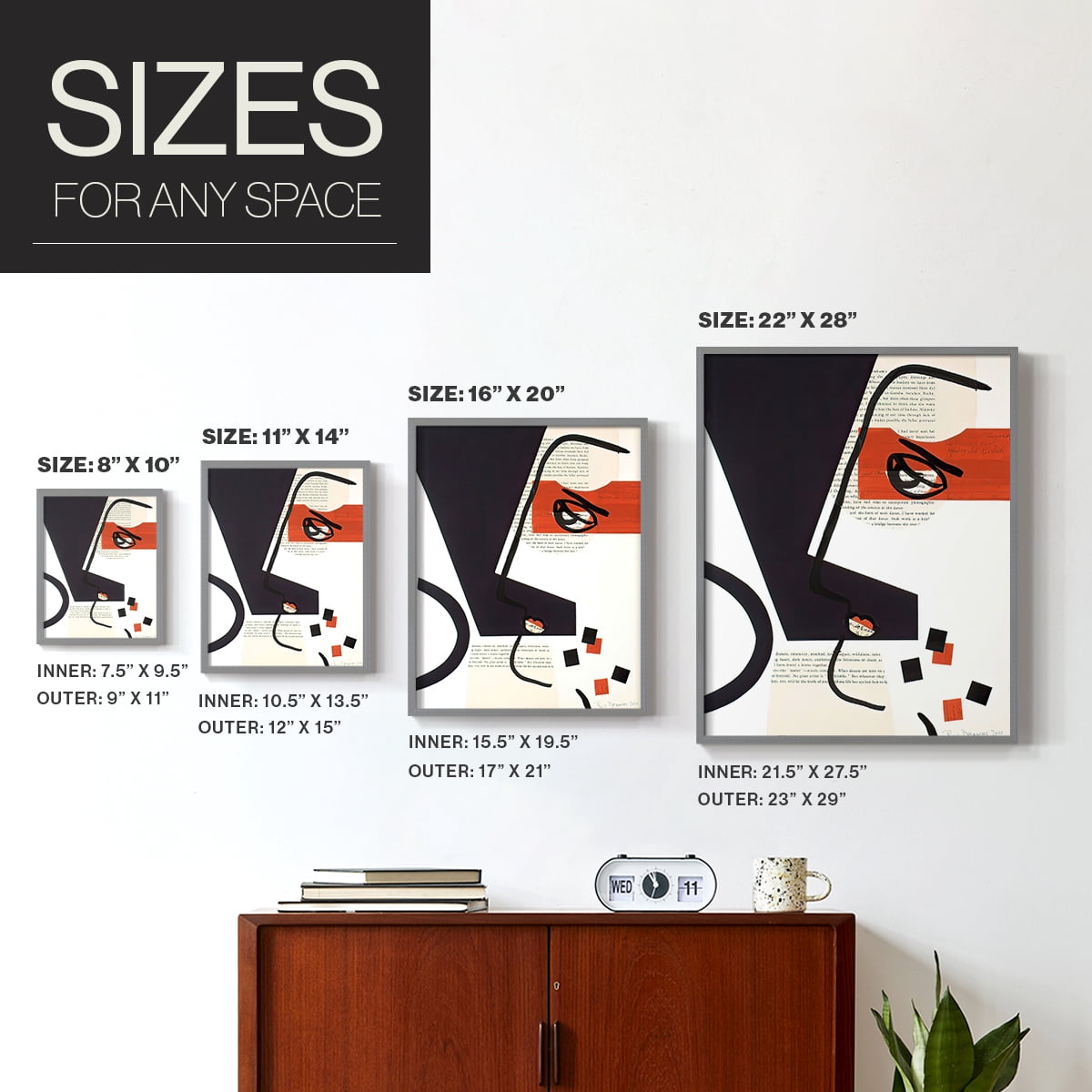 Faces of A Century V in Paper Solid Wood 11 x 14 Framed Print