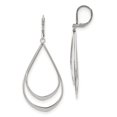 thumbnail image 1 of Stainless Steel Polished Double Tear-drop Leverback Dangle Earrings 56.67mm, 1 of 3