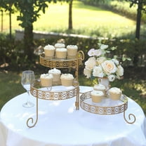Efavormart 3-Tier Gold Metal Rotating Cupcake Stand with Acrylic Plates ...