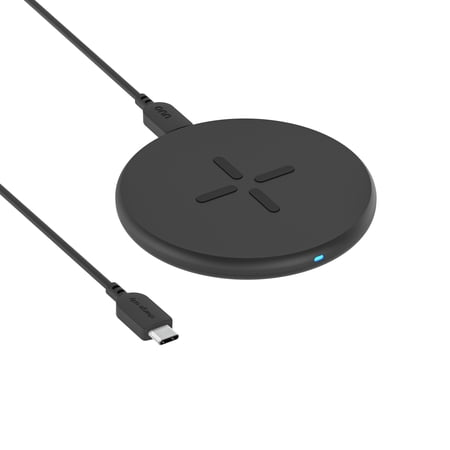 ONN 10W WIRELESS CHARGING PAD WITH 5FT USB-C CABLE AND WALL ADAPTER, QI CERTIFIED, BLACK – COMPATIBLE WITH IPHONE 17/16/15/14/13/12 SERIES, SAMSUNG GALAXY, NOTE, PIXEL DEVICES