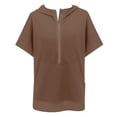 thumbnail image 6 of Xudanell Womens Clothes Fashion Half Zip Hoodie Short Sleeve Pocket Oversized Comfort Colors Sweatshirt Top Brown XL, 6 of 7