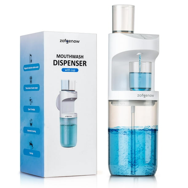 Dispensador automático de enjuague bucal ZOFGENOW 575 ml con vasos magnéticos