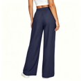 thumbnail image 3 of JnLxul Wide Leg Pants for Women Elastic Waist Drawstring Loose Summer Casual Lightweight Pants with Pockets(X-Large,Navy), 3 of 7