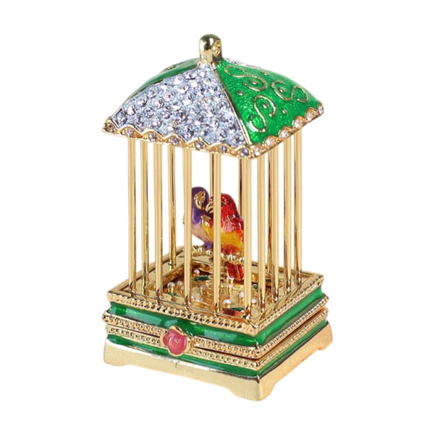 Figura de jaula de pájaro, joyero, coleccionable, artesanía, adorno, decoración, recuerdo Verde