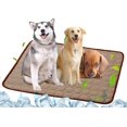 thumbnail image 1 of Dog Self Cooling Mat Pet Washable Cooling Pads Blanket Sleeping Kennel Mat,Ice Silk Sleep Mat Pad Non-Toxic Breathable Sleep Bed Beach for Large Dogs Cats (Blue, 27.5x39.4 in), 1 of 5