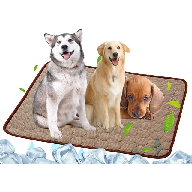Dog Self Cooling Mat Pet Washable Cooling Pads Blanket Sleeping Kennel Mat,Ice Silk Sleep Mat Pad Non-Toxic Breathable Sleep Bed Beach for Large Dogs Cats (Blue, 27.5x39.4 in)