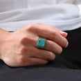thumbnail image 4 of PAMTIER Men's Stainless Steel Vintage Simple Large Square Cut Gemstone Signet Ring Gothic Punk Statement Band Synthetic Turquoise Silver Size 12, 4 of 6