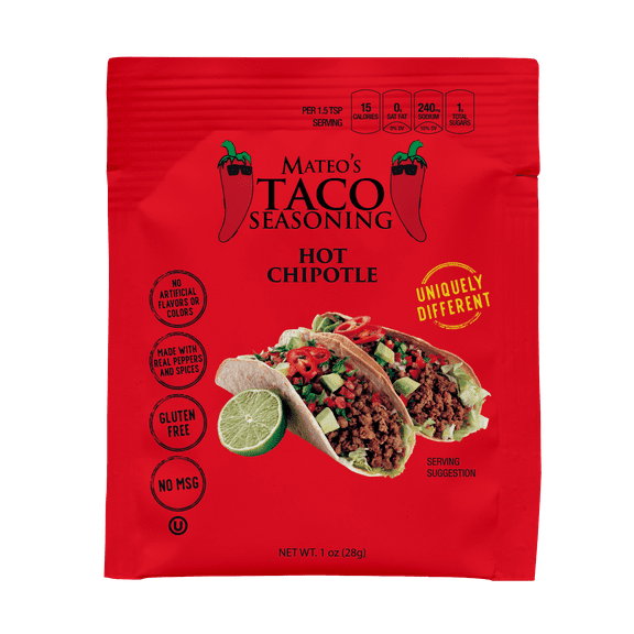 Mateo's Taco Seasoning Hot Chipotle, 1oz packet