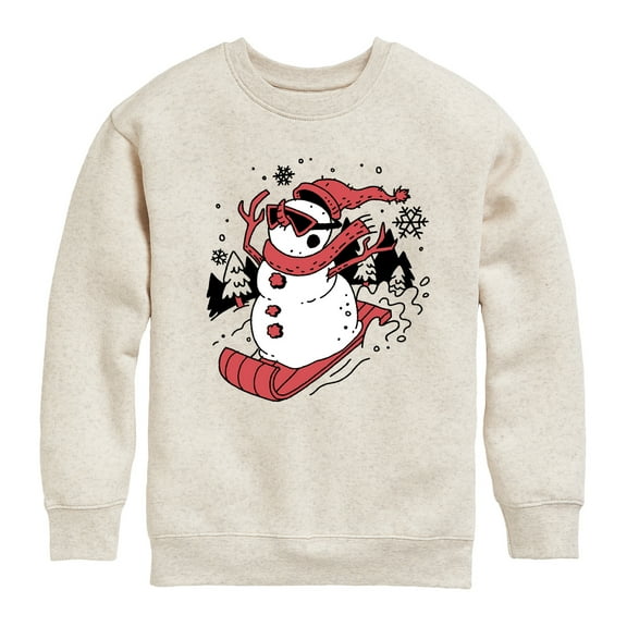 Instant Message - Snowman Sled Christmas - Toddler & Youth Crewneck Fleece Sweatshirt