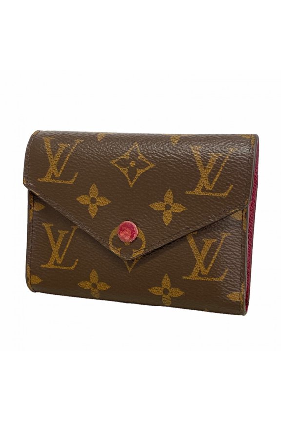 Pre-Owned Louis Vuitton Tri-fold Wallet Monogram Portefeuille Victorine M41938 Brown Fuchsia...