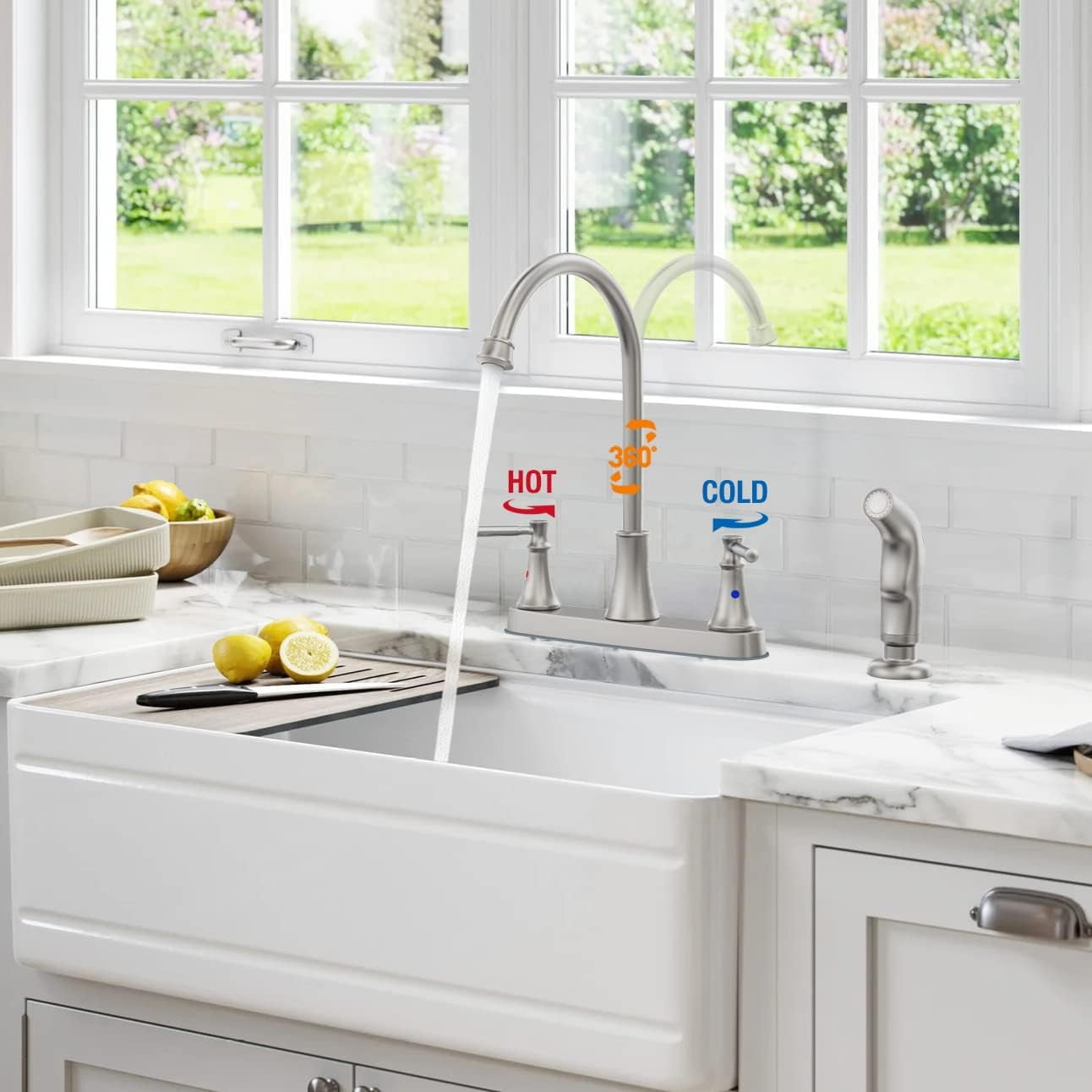 Free Shipping! GOWIN Brushed Nickel Kitchen Faucet with Side Free Shipping! GOWIN Brushed Nickel Kitchen Faucet with Side