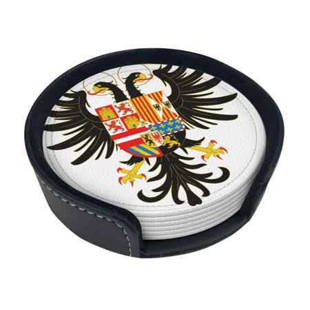 

Round Pu Leather Coaster Flag Of The Holy Roman Empire Heat - Resistant Beverage Cup Mat-Fancy Decor For Kitchen Office Dining Room Table - Drink Protector 6-Slice