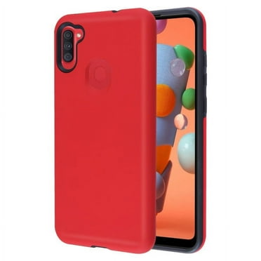 Samsung Galaxy A11 Phone Case Slim Hybrid Armor Shockproof Impact [Shock Absorption] Rubber Dual Layer Rugged Protective Hard PC Bumper Frame & Soft TPU [RED] Cover for Samsung Galaxy A11 [2020]
