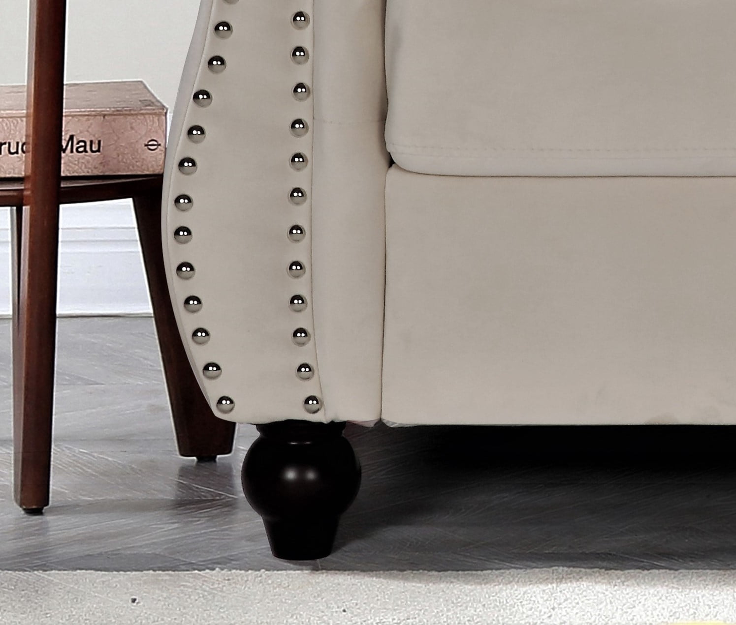 Uspridefurniture Fender 82.6'' Velvet Rolled Arm Sofa,Beige