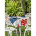 thumbnail image 2 of Outdoor Tablecloth with Umbrella Hole and Zipper, Red Santa Christmas Round Table Cloth 60 Inch Waterproof Tablecloth, Xmas Snowflake Rustic Picnic Table Cover for Patio Camping, 2 of 7