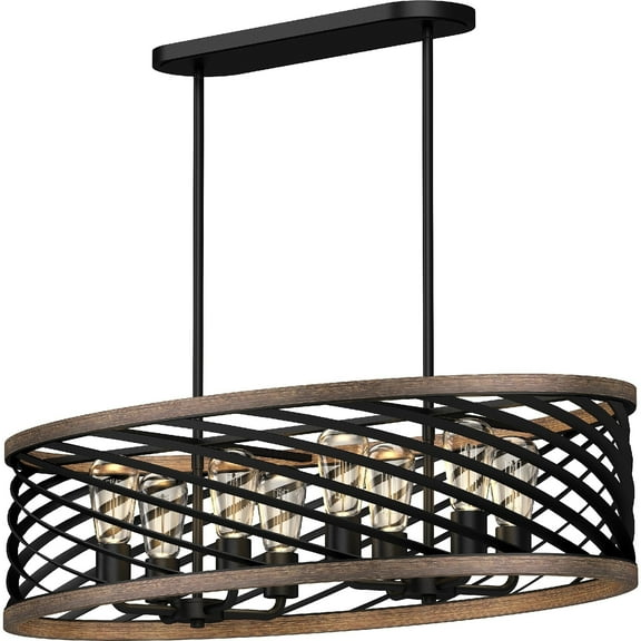 Volume Lighting 8-Light Indoor Black Walnut Downrod Pendant Chandelier