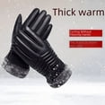 thumbnail image 3 of Winter gloves motorcycle fleece-lined thickened touch screen cycling warm cotton windproof cold-proof ski men's leather gloves, 3 of 6