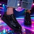 thumbnail image 2 of Women's Sequin Round Toe Platform Fashion Sneakers Casual Lace Up Glitter Bling Comfortable Walking Tennis Shoes Bedazzled Bride Wedding Party Trendy Shoes, 2 of 6