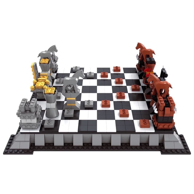 Chess Model Building Block Set (Random Figurines) - 1100+ Pcs, Game Play, Collectible Display