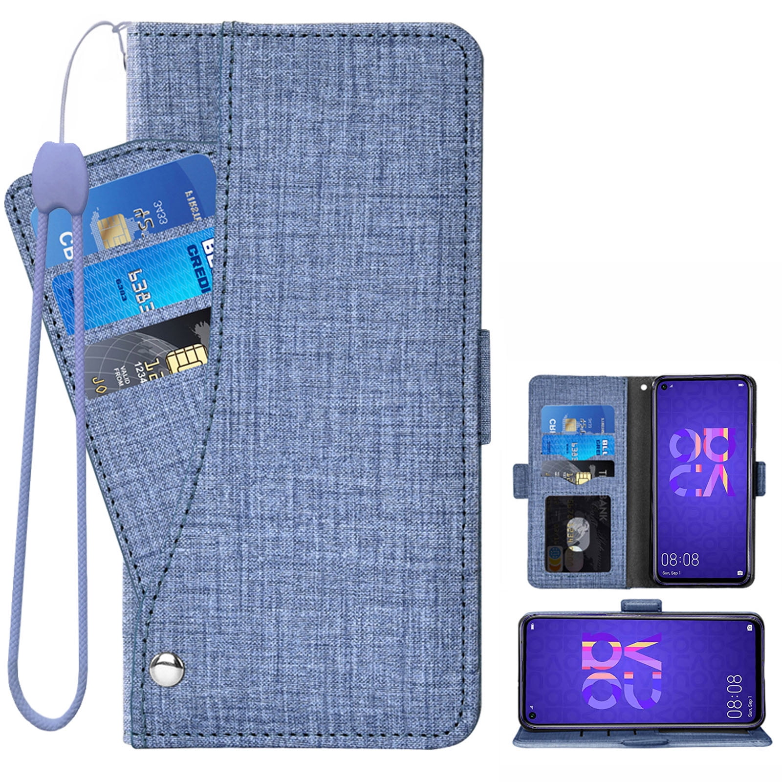 Huawei Nova 5T Case, Retro PU Leather Wallet Flip Folio Shockproof