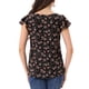 thumbnail image 3 of BLUSA FLORAL PARA MUJER INSPIRADA EN SAN VALENTÍN, CASUAL DE VERANO, CUELLO CUADRADO, MANGA CORTA CON VOLANTES, TALLA M, ROSA PINK Y NEGRO, 3 of 6