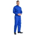 thumbnail image 2 of Choomomo Men's One Piece Long Sleeve Mechanics Workwear Stylish Work Coveralls Overalls Cargo Jumpsuit Royal Blue M/165, 2 of 6