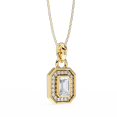 thumbnail image 2 of Zuwelria Certified Diamond Pendants | 0.93 Carat Luxurious Emerald Cut Moissanite Halo Pendant Necklace for Women 18K Yellow Gold Plated over Sterling Silver, 2 of 10