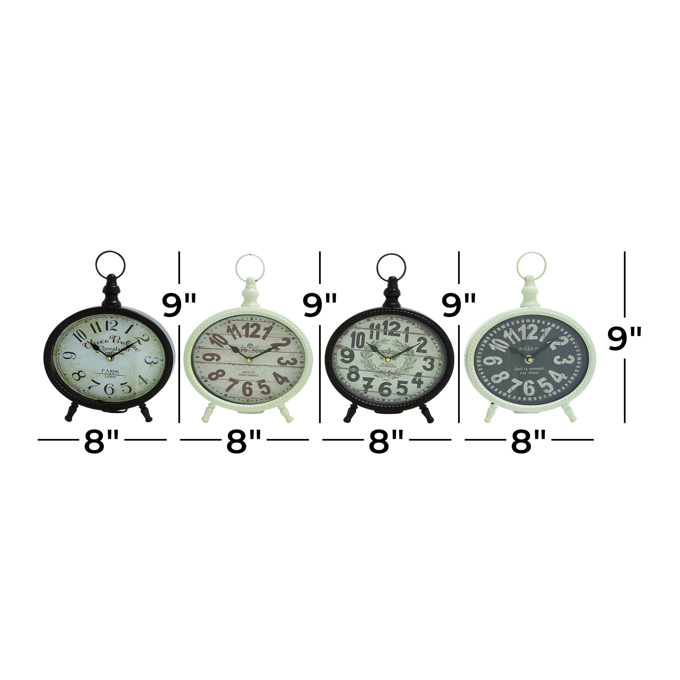 DecMode 9" Black Metal Ring Top Clock, Set of 4